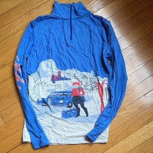 Women's Blue Graphic Long Sleeve Top